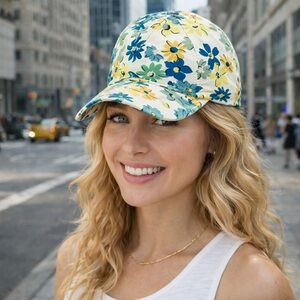 Kate Spade New York Baseball Printed Cap/Hat, Floral French Cream